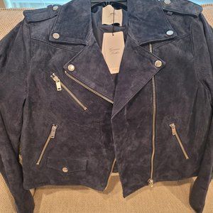 New- Mango Navy Blue Suede Jacket